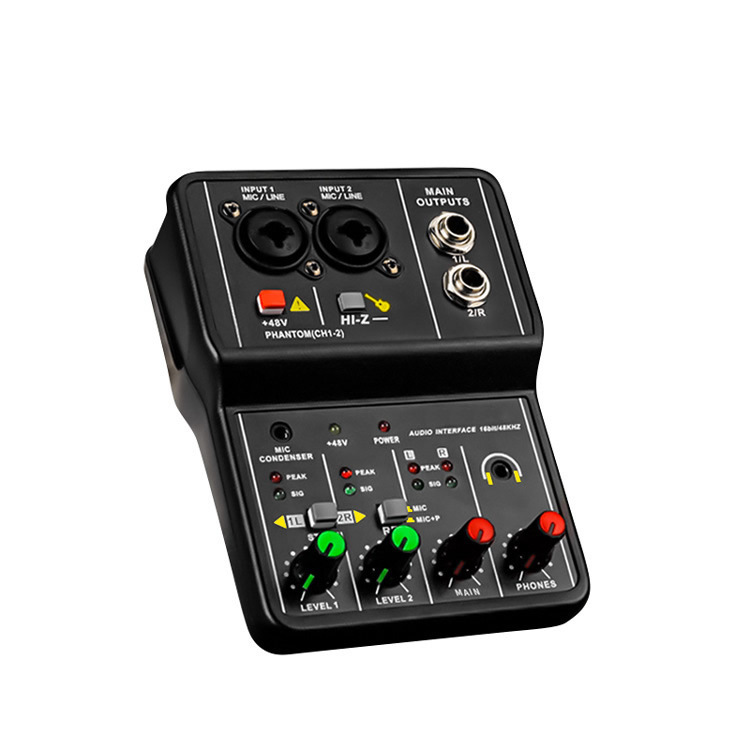 Cross-border computer recording karaoke live USB sound card drive-free mixer portable 2-channel mixer