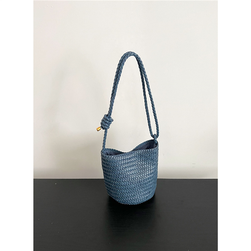 Hand-Woven Bucket Bag For Women, Large Capacity Luxury Genuine Leather Tote, Handbag, Shoulder And Crossbody Bag - Thumbnail 6