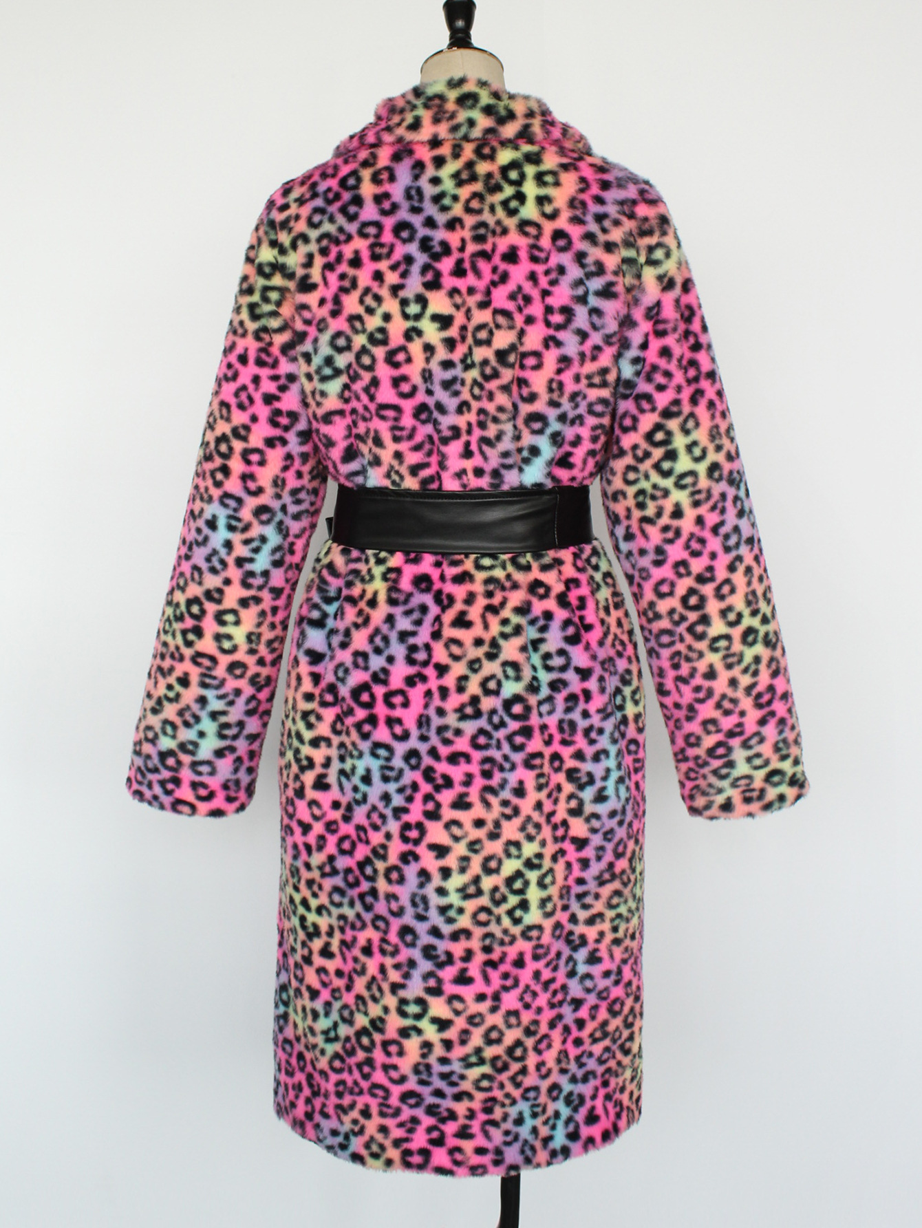 Women's Clothing Luxury Faux Fur Coat – Leopard Print Winter Coat With Notched Collar For Women​_voghion.com