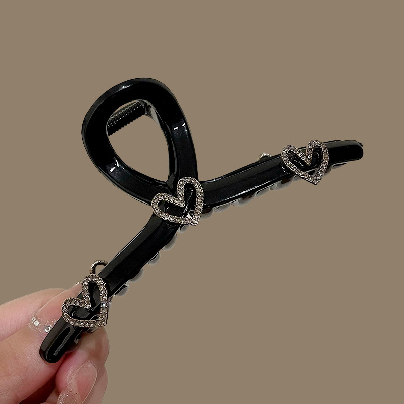 Clip de diamantes de imitación en forma de corazón clip grande tocado horquilla hembra horquilla trasera Internet celebridad clip de tiburón de alto grado exquisito