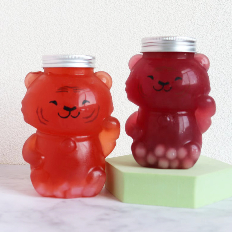 350  500ML卡通招财虎冷饮奶茶瓶杨枝甘露加厚饮料瓶PET塑料瓶