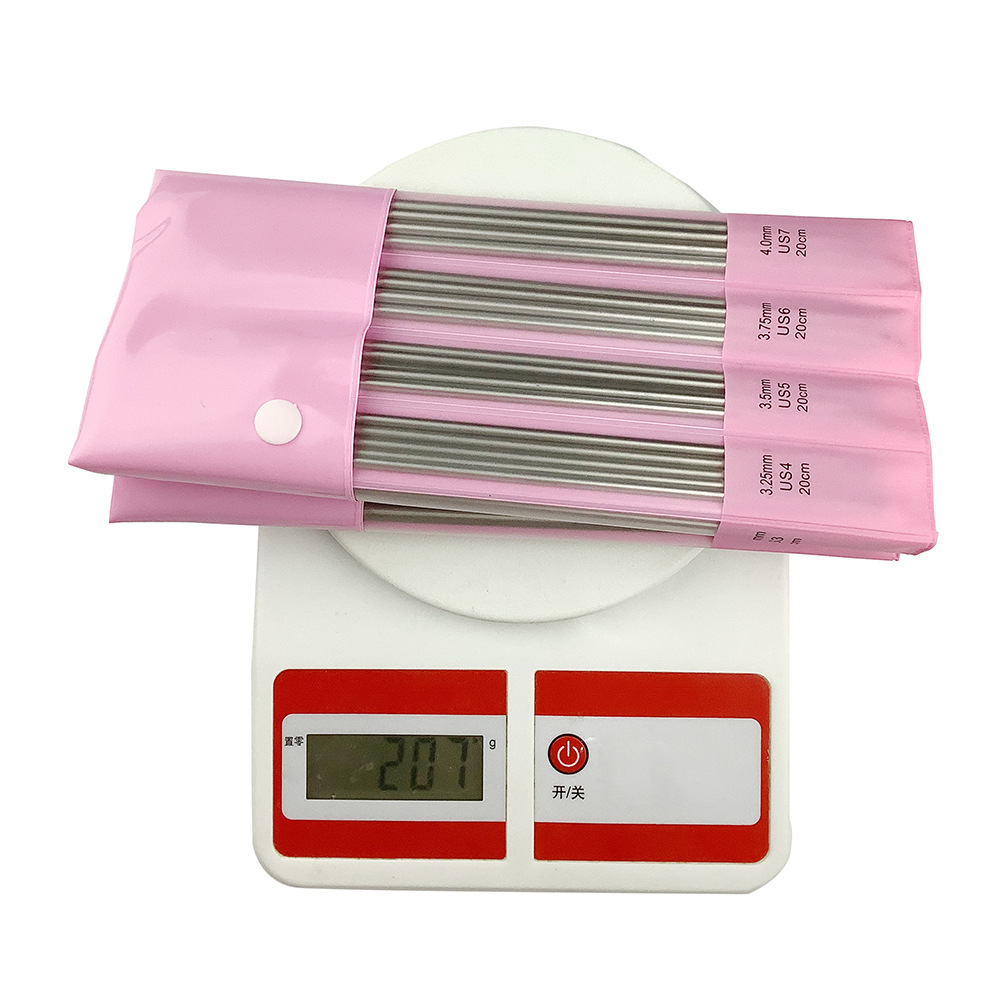 Herramientas de tejer aguja de lana de acero inoxidable aguja de palo de doble punta aguja suéter 20CM conjunto 11 paga 5 envases de PVC para cada