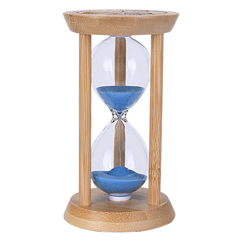 Reloj de arena luminoso redondo de bambú, temporizador resistente para aprendizaje 1/10/30 minutos