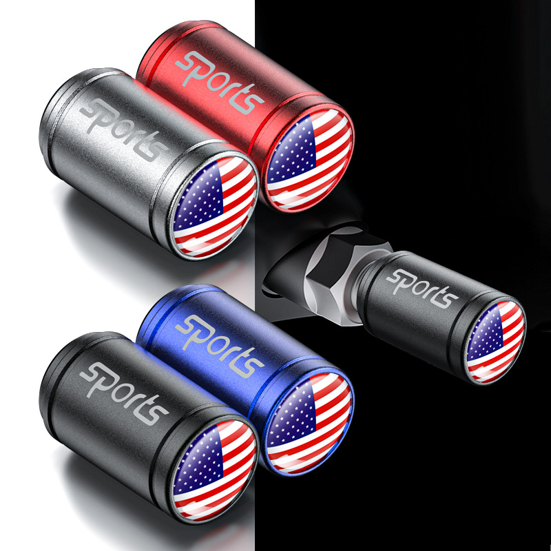 美国国旗装饰气门嘴帽彩色铝合金气门嘴汽车轮胎多logo气嘴芯帽盖