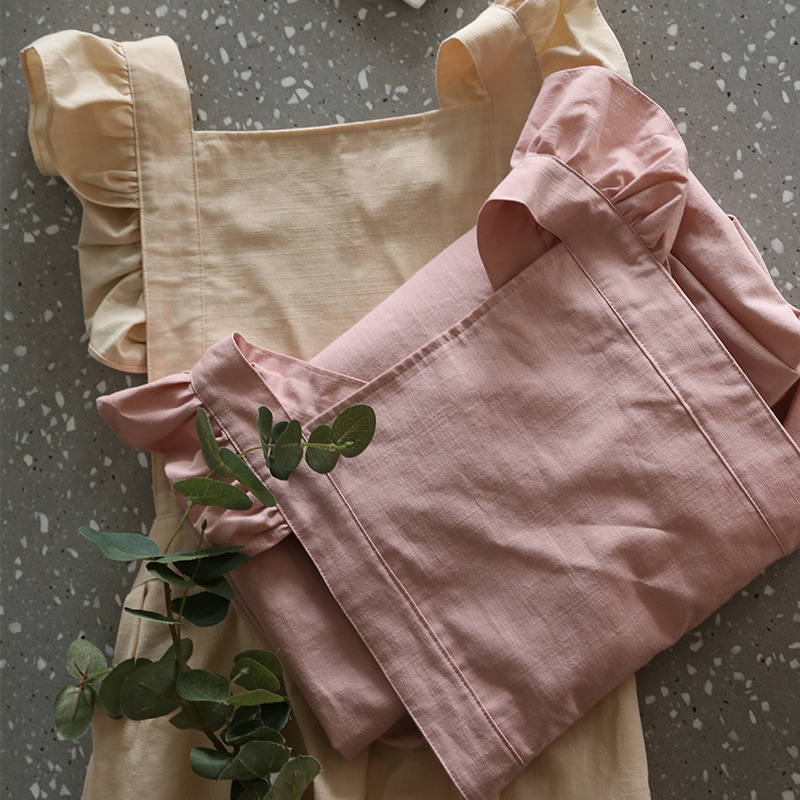 Pequeña manga de vuelo con volantes delantal estilo coreano chica artística cafetería jardín hornear casa cocina antiincrustante delantal al por mayor