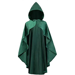 中世風レトロ薄型フード付きハロウィンマント、ボタン留めアニメコスプレ男女兼用ショートマント