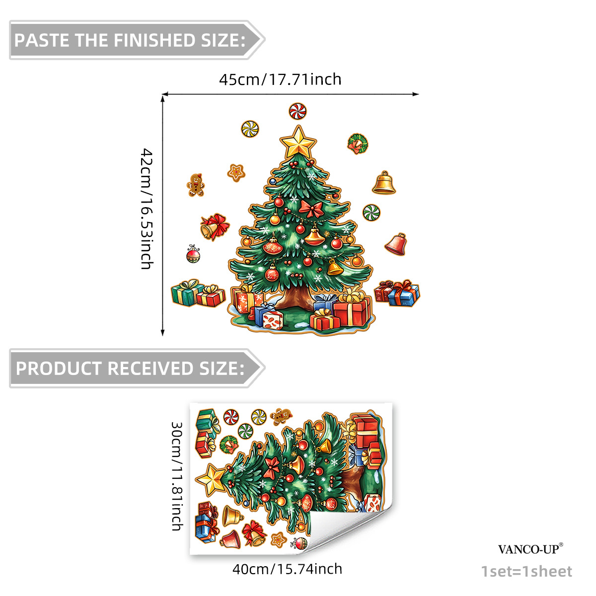 Adhesivo de pared / Vinilo decorativo / Mural de pared Varios pinos navideños para ventanas de tiendas y puertas, creando un ambiente festivo con efecto electrostático_voghion.com