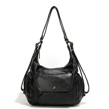 大容量软皮女士背包时尚复古多功能三用包涤纶耐磨单肩斜挎手提包