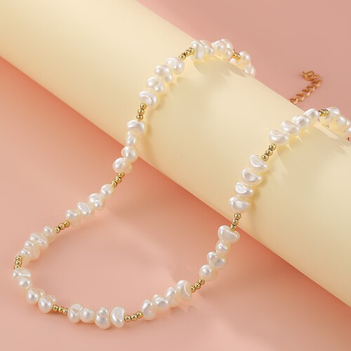 Elegant and Stylish Pearls Necklace Set from Europe and America, Handmade Beaded Lockchain Bracelet and Necklace, Unique Personality and Quality Accessory