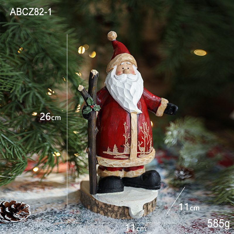 新しいアイデアクリスマスプレゼント置物クリスマス装飾樹脂サンタクロース人形デスクトップ芸術品置物|undefined