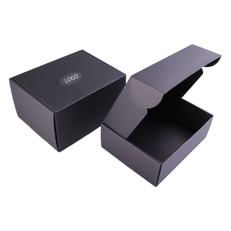 Caja de avión extra dura caja plegable de papel corrugado negro caja de regalo ropa caja de embalaje cuadrada caja de cartón dorado logotipo impreso
