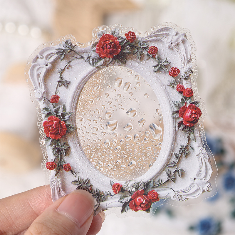 Libros transparentes a prueba de agua pet marco pegatinas DIY foto decoración pegatinas marcos de fotos pegatinas floral papelería