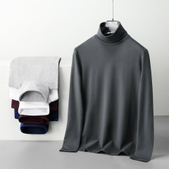 50S 肌に優しいモーダルメンズ長袖Tシャツハイカラーボトリングシャツライトラグジュアリーフィットインナートップカジュアル長袖メンズ