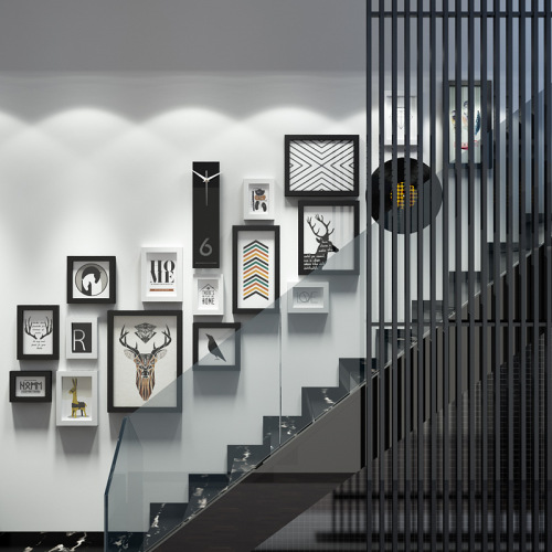 High Polymer 6264 Nordic Photo Frame Photo Wall Staircase Loft Modern Simple Decorative Painting Replaceable Photos Real Clock