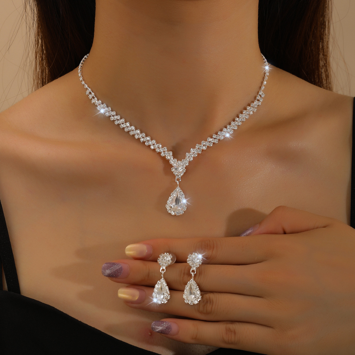 Jewelry Set Women's Earrings Necklace Two-Piece Bridal Jewelry Set Luxury High-End Accessories