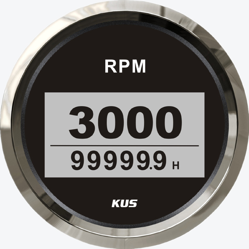 Zhuǎnsùbiǎo KUS 85mm Digital Tachometer 12V 24V Gasoline Diesel Engine RPM Hour Meter (tachometer) - black-dial-0-8000rpm