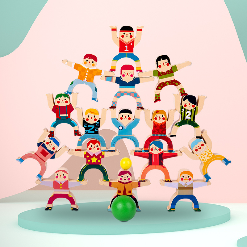 Montessori Educación temprana de madera para niños Interacción entre padres e hijos Cognición de color Hércules Jenga Balance Bloques de construcción Juguetes educativos