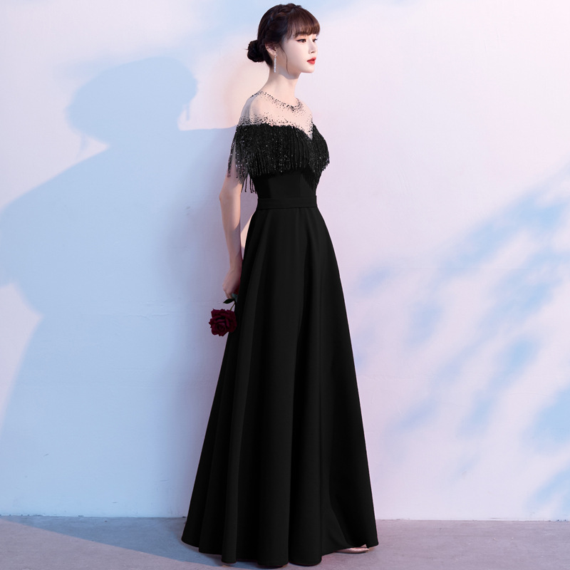 Vestido de noche negro 2024 Nuevo elegante vestido de compromiso Socialite Ceremonia de premio anfitrión banquete vestido verano