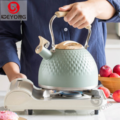 新款綠色錘紋鳴笛燒水壺亞馬遜鳴音水壺廠家批發歐美跨境飲水廚具