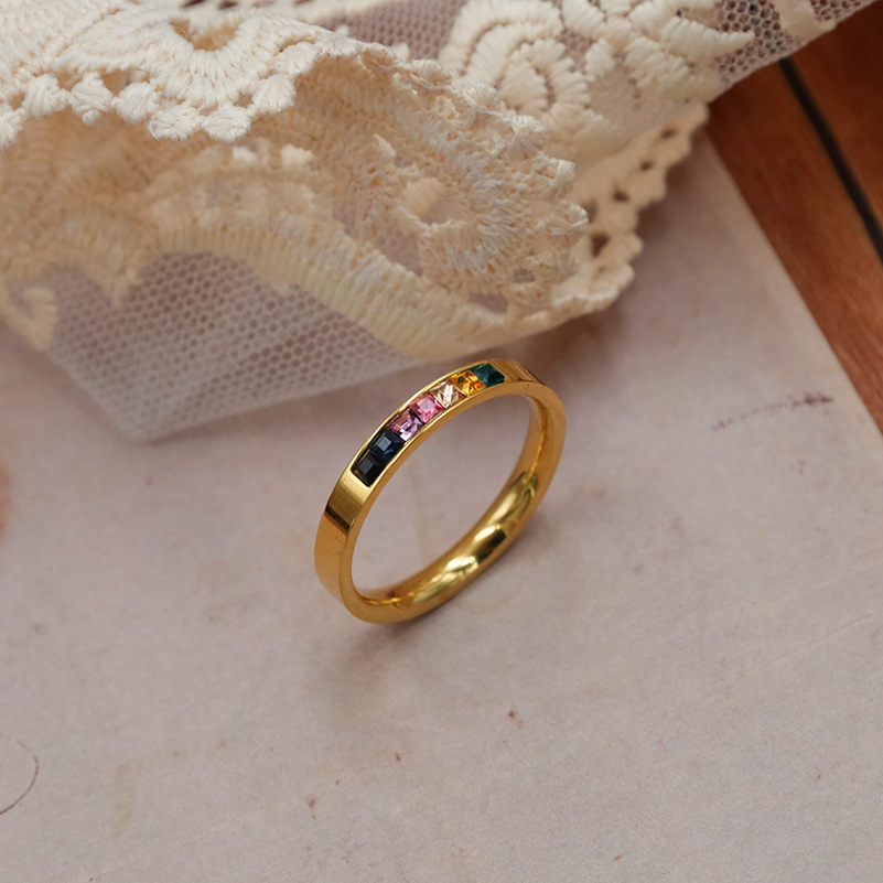 Micro-Inset Colored Zircon Ring