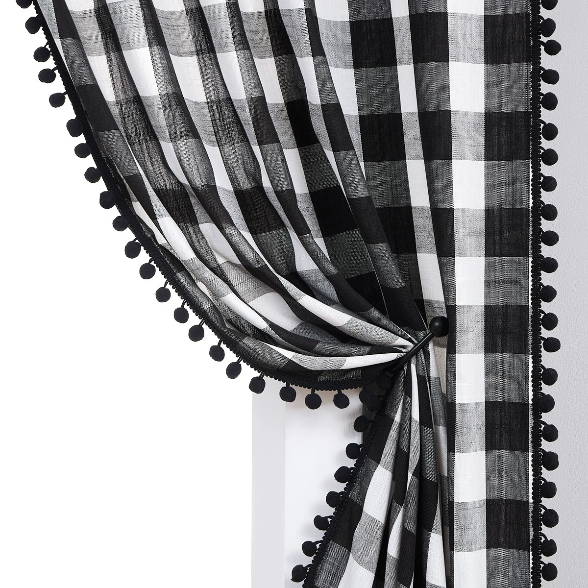 Window Curtain Panel, Ball-Grid Check Pattern, 101 cm width, lengths 160 / 213 / 241 cm