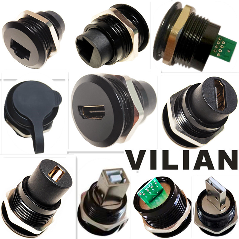 M24 Metal D-Type Data Connector Rj45 USB Female Socket HDMI Aviation Plug Hdtv Aviation Grade