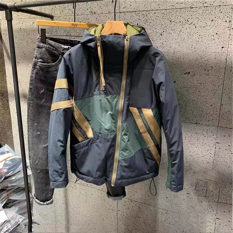Abrigo de hombre Otoño e Invierno Nuevo estilo coreano diseño de costura cremallera oblicua Juventud con capucha chaqueta acolchada de algodón acolchado cálido