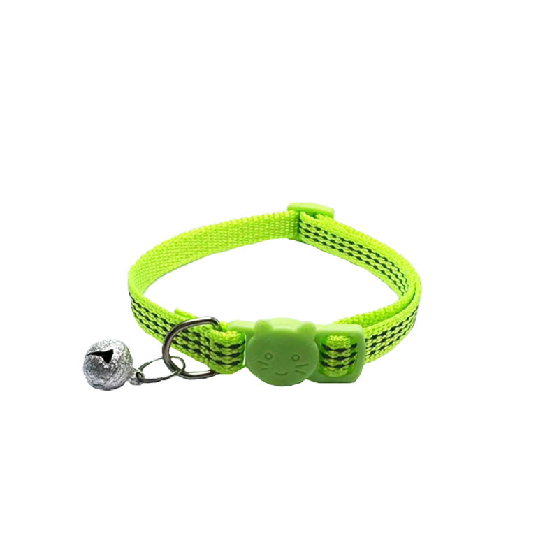 Pei Pei nuevo producto de seda reflectante botón de gato de color collar de gato reflectante ajustable botón de seguridad correa campana esmerilada