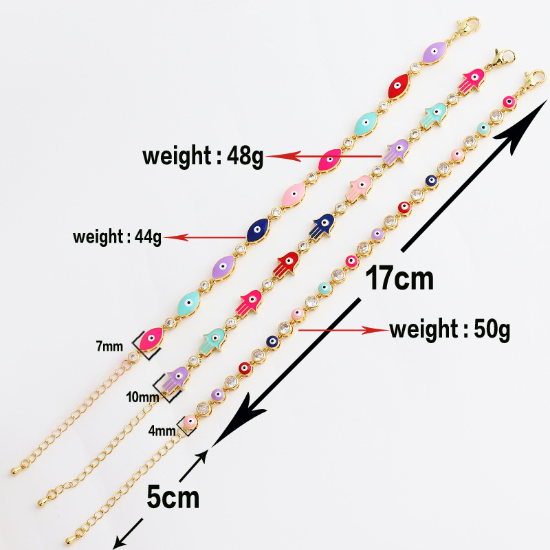 Copper Material Fashion Devil's Eye Copper Bracelets Inlay Zircon Copper Bracelets