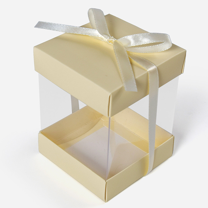 En stock caja de regalo visual plegable con caja de regalo de color de PVC transparente Mini caja de pastel de arco 10 unids/bolsa