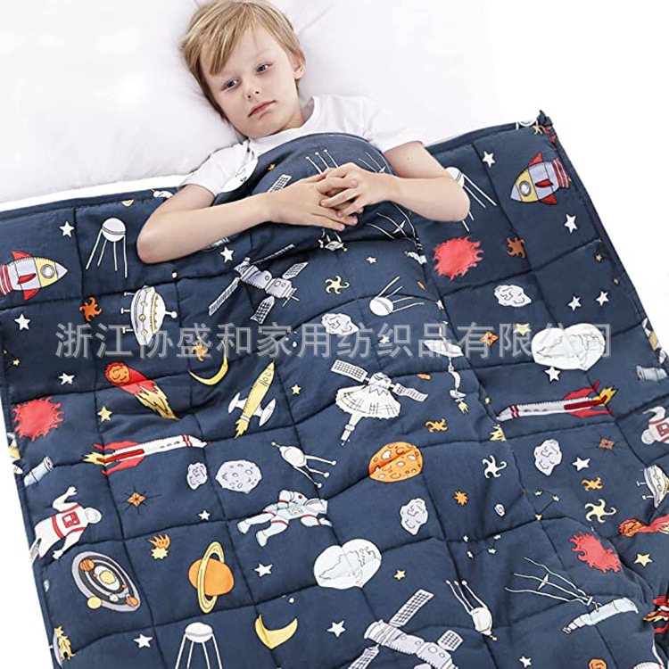 Suministro directo de fábrica edredón de gravedad impresión de algodón manta de gravedad cuentas de vidrio suave para niños weighted blanket
