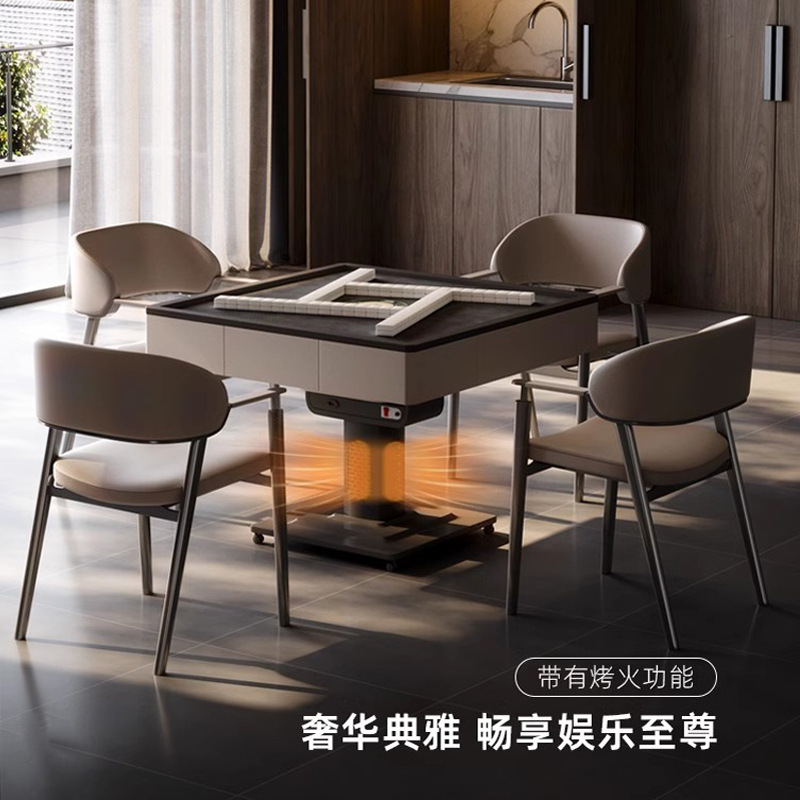 Mesa de mahjong mesa de isla de losa de roca mesa de comedor de una pieza de madera maciza moderna de lujo ligero para el hogar máquina de mahjong plegable de alta gama automática