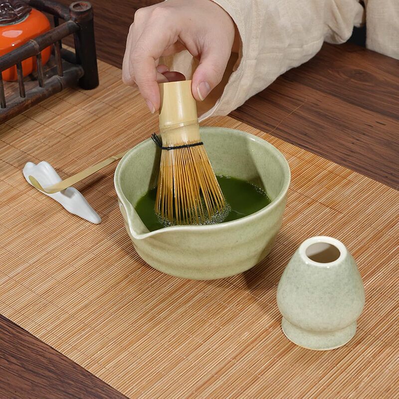 Matcha Whisk Set 4-Piece Set, Tea Utensils for Stirring, Japanese Tea Set Made of Natural Bamboo Matcha Whisk Set 4-Piece Set, Tea Utensils for Stirring, Japanese Tea Set Made of Natural Bamboo