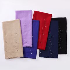 Cross-border two-end beard TR cotton and linen hot diamond bead scarf Hui gauze scarf Malay scarf Middle East Africa hijab