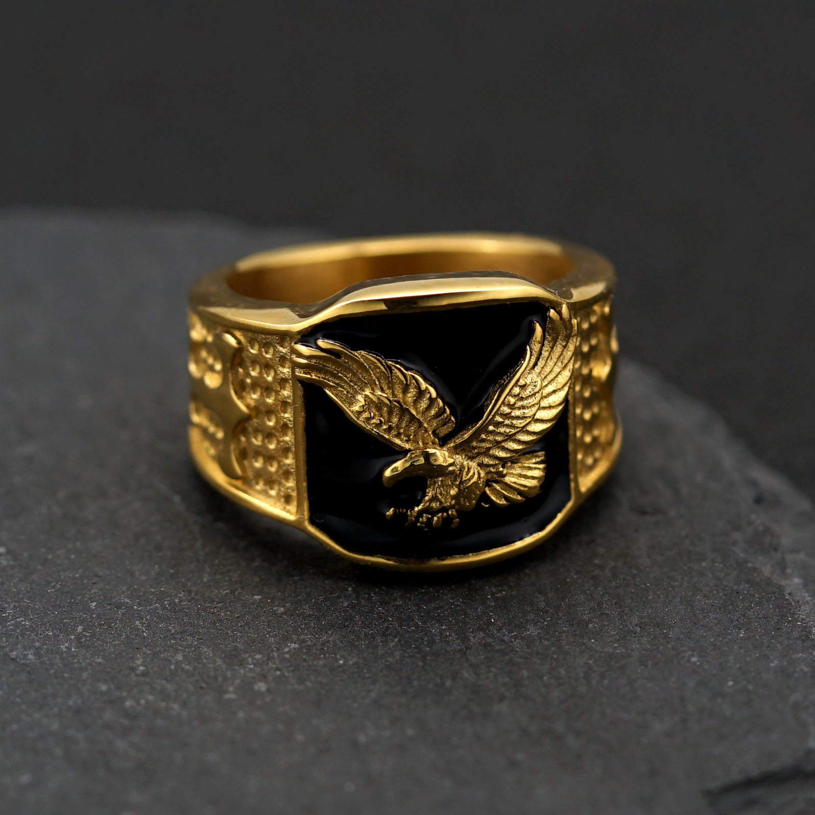 Men's Gender Hip-Hop 316 Stainless Steel  Color Block Men Signet Rings