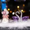 Luxurious Purple Swan + Pink and White Diamond Balloon Bottle + Feather Cushion