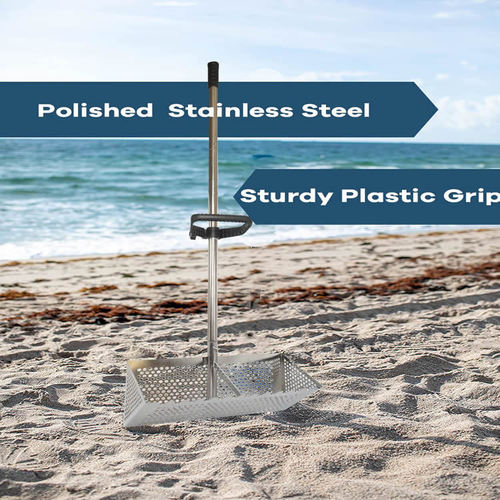 Amazon Stainless Steel Sand Screen Foldable Beach Shark Tooth Screen, Sand Crab Trap with Folding Bucket
