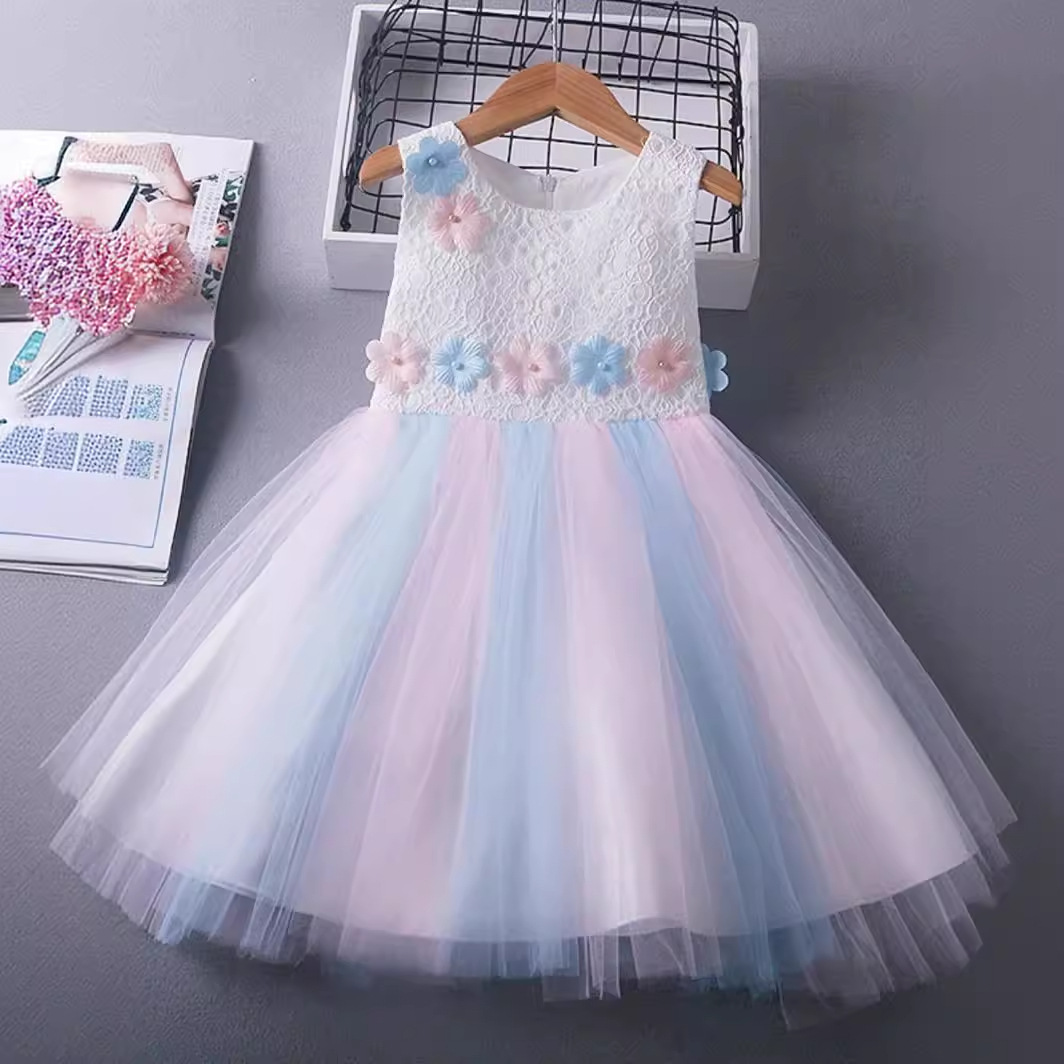 Girl's Princess Dress Summer Skirt Big Children's Baby Performance Mesh Skirt Little Girl's Children's June 1 Performance Costume