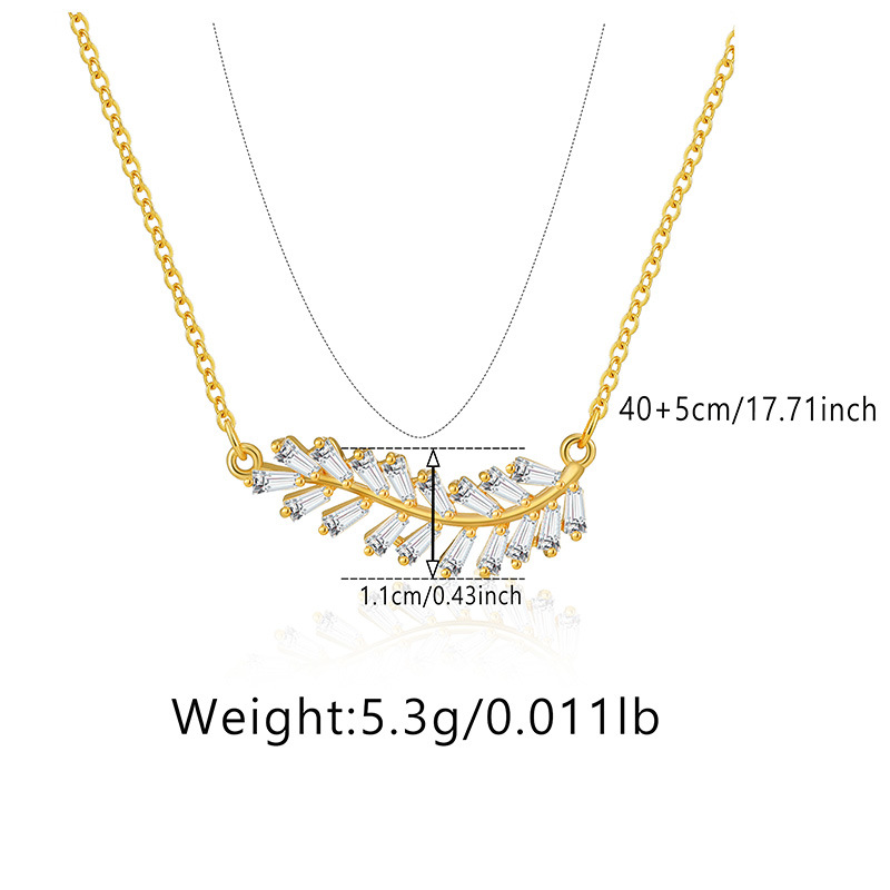 Fashion Leaves Copper Plating Inlay Artificial Crystal Necklace 1 Piece