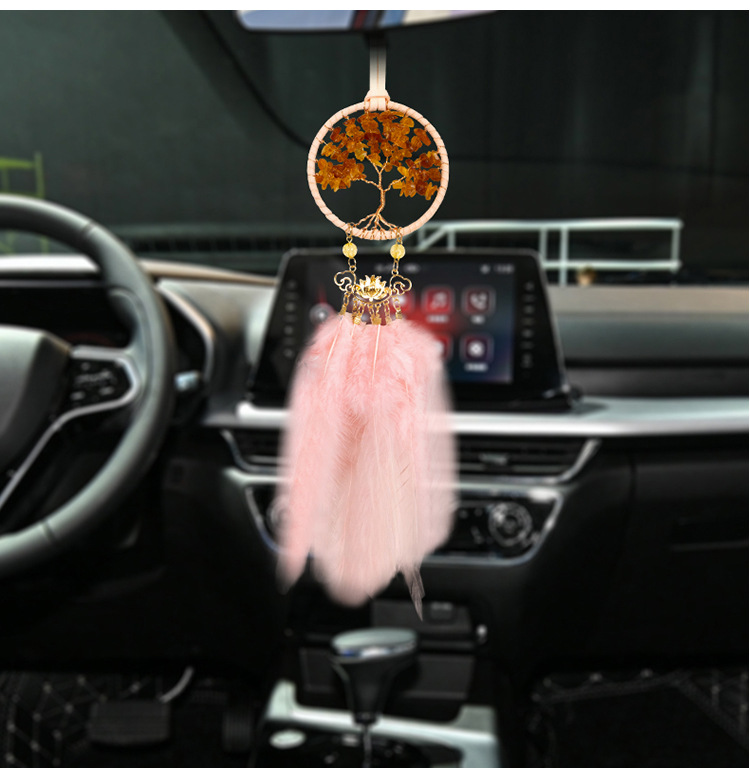 Simple Car Hanging Window Sill Pendant Tree Of Life Feather Decoration display picture 5