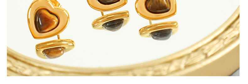9g Weight Natural Stone, Glass Inlay Material Earrings, Necklace Classification Holiday, Daily Occasion 304 Stainless Steel Material Heart Shape Pattern Women's Gender Inlay Design Simple Style Style Wholesale Jewelry Simple Style Heart Shape 304 Stainless Steel Natural Stone Glass Inlay Earrings Necklace 3