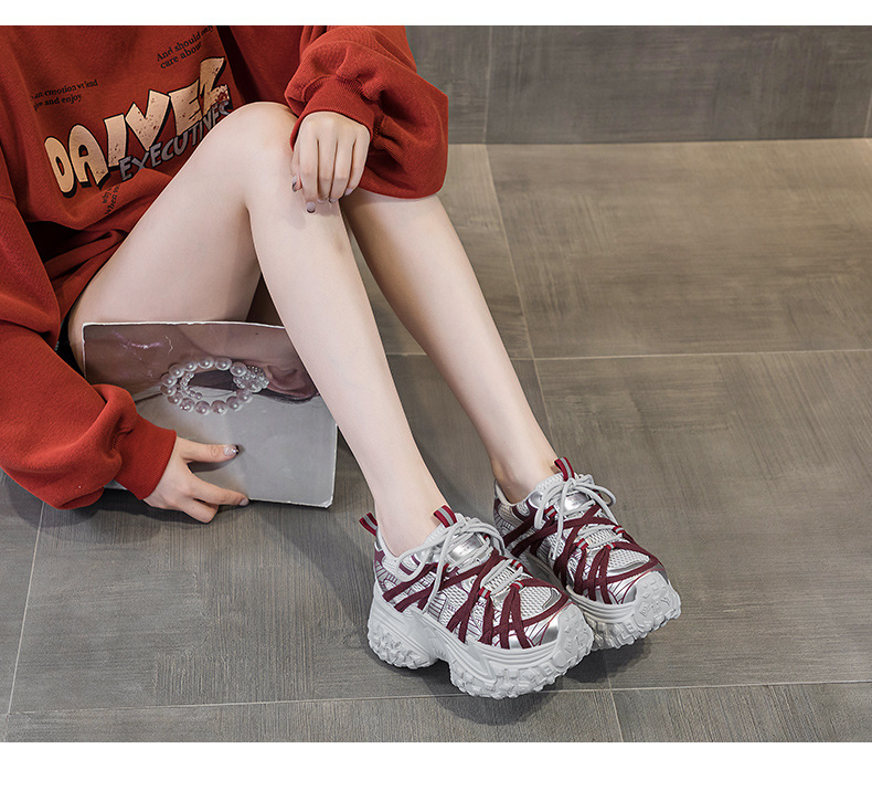 Paris Vintage Dad Sneakers For Women 2026 Spring/Autumn New Thick-Soled Tire-Style Distressed Sports Casual Trendy_vogvips.com