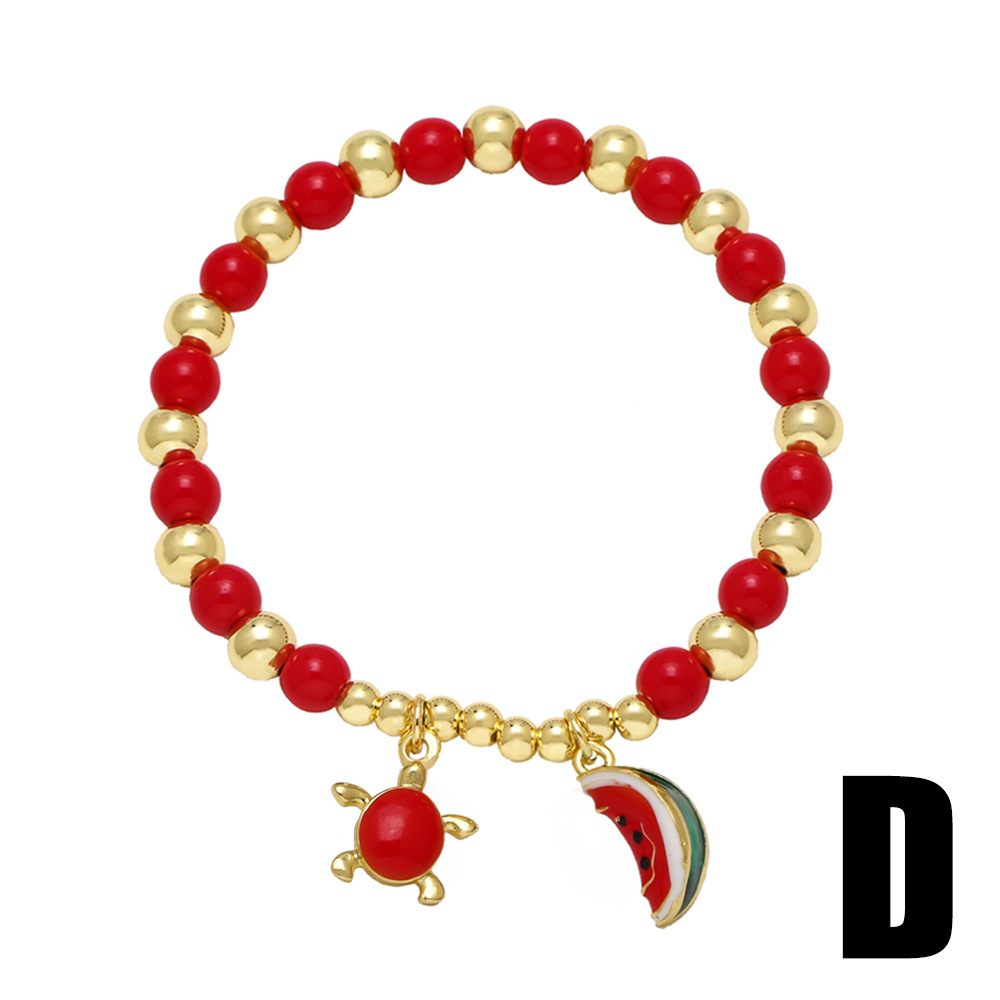 Cherry, Strawberry, Watermelon Pattern Cute Classic Style Cherry Strawberry Watermelon Acrylic Copper Beaded Chain Beaded Bracelets Wholesale