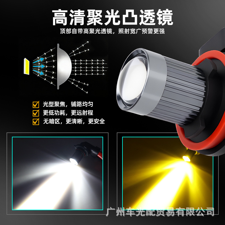 Cross-Border Automotive Led Front Fog Lights 9005/9006 H7 H11 White Light Yellow Light Constant Current Decoding Car Headlights