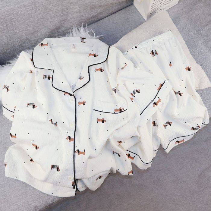 Al por mayor transfronterizo nuevo verano nubes de algodón dibujos animados mangas cortas pantalones cortos pijamas ropa de casa de mujer set ropa de casa de moda