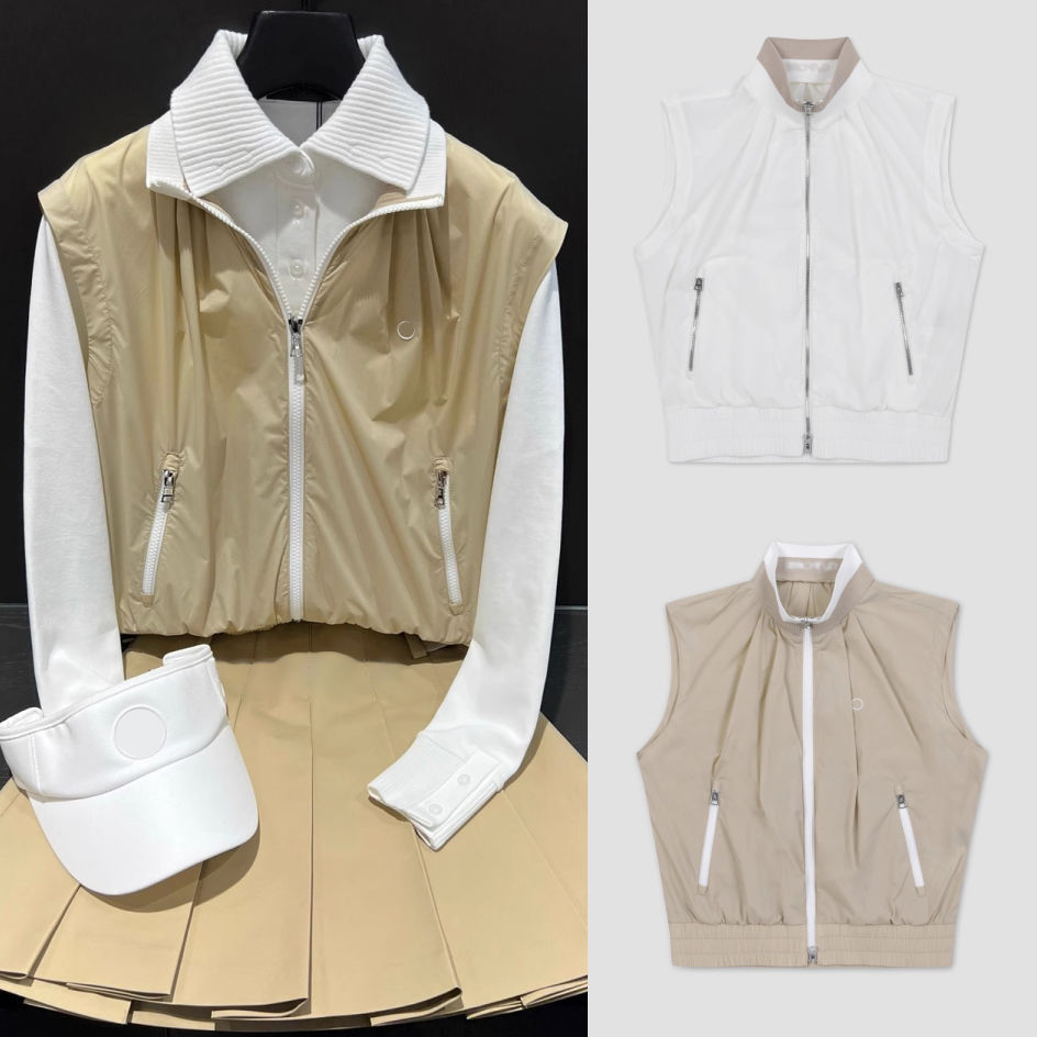 Korean Golf Clothing Spring and Summer Women's New Sleeveless Tops Vest Vest Zipper Jacket with Western Style