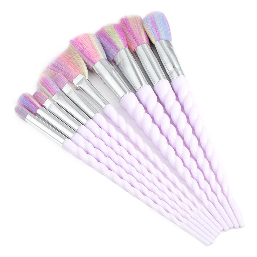 Nuevo diez unicornio maquillaje cepillos traje maquillaje conjunto completo almacenamiento sombra de ojos cepillo labio lindo maquillaje herramientas