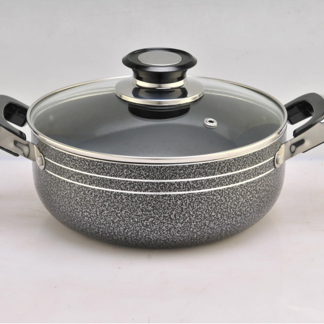 Cacerola antiadherente de aluminio de 16 piezas, pote de la sopa, sartén, wok, exportado a África, Suramérica, Kenia