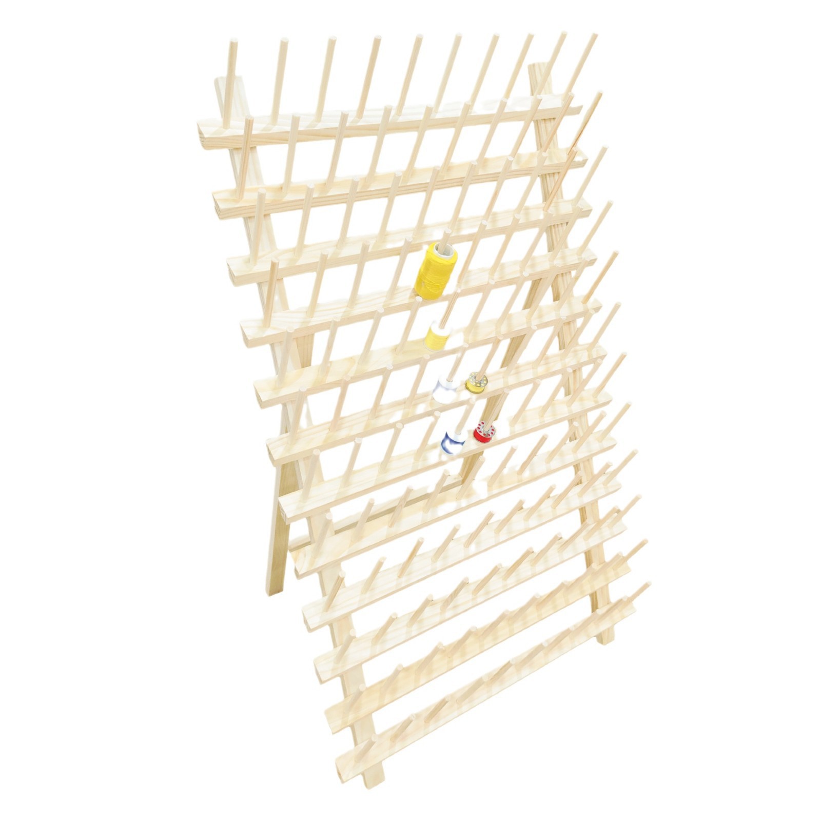 Soporte de eje de alambre de pared más hilo de coser de madera de pino largo Soporte de cable de almacenamiento de alambre con núcleo de lanzadera Soporte de peluca de llave Soporte de grupo de alambre de madera
