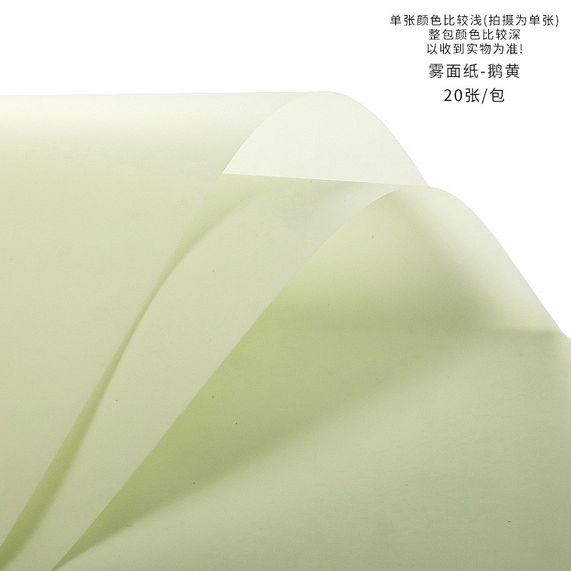 Tang de luz suave papel mate papel de embalaje de flores translúcido impermeable color sólido papel liso coreano papel mate fábrica al por mayor